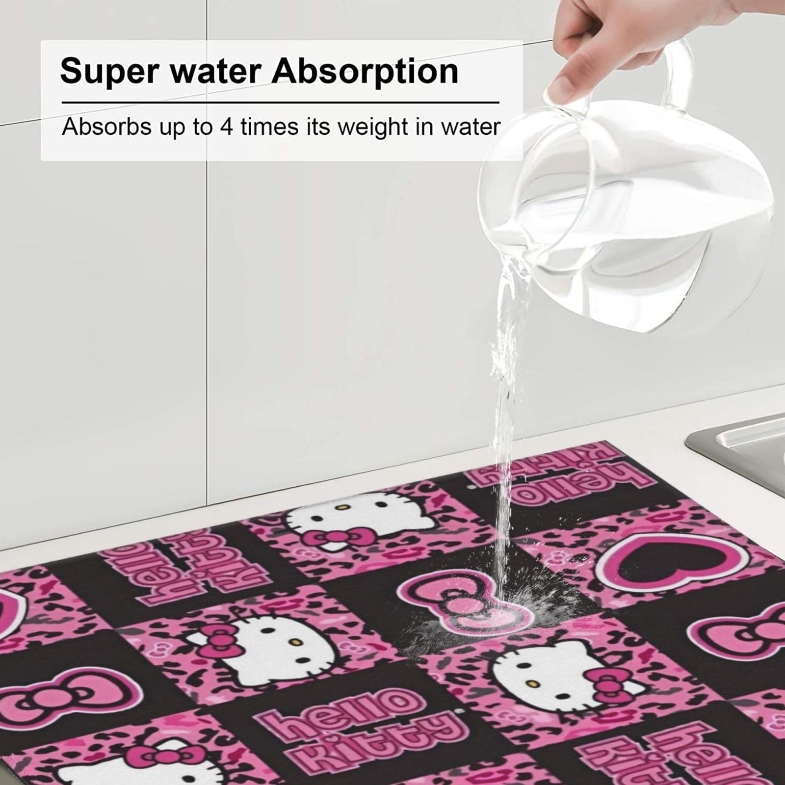 Amazon.co.jp: ハローキティ ヒョウ柄 水切りマット 吸水マット